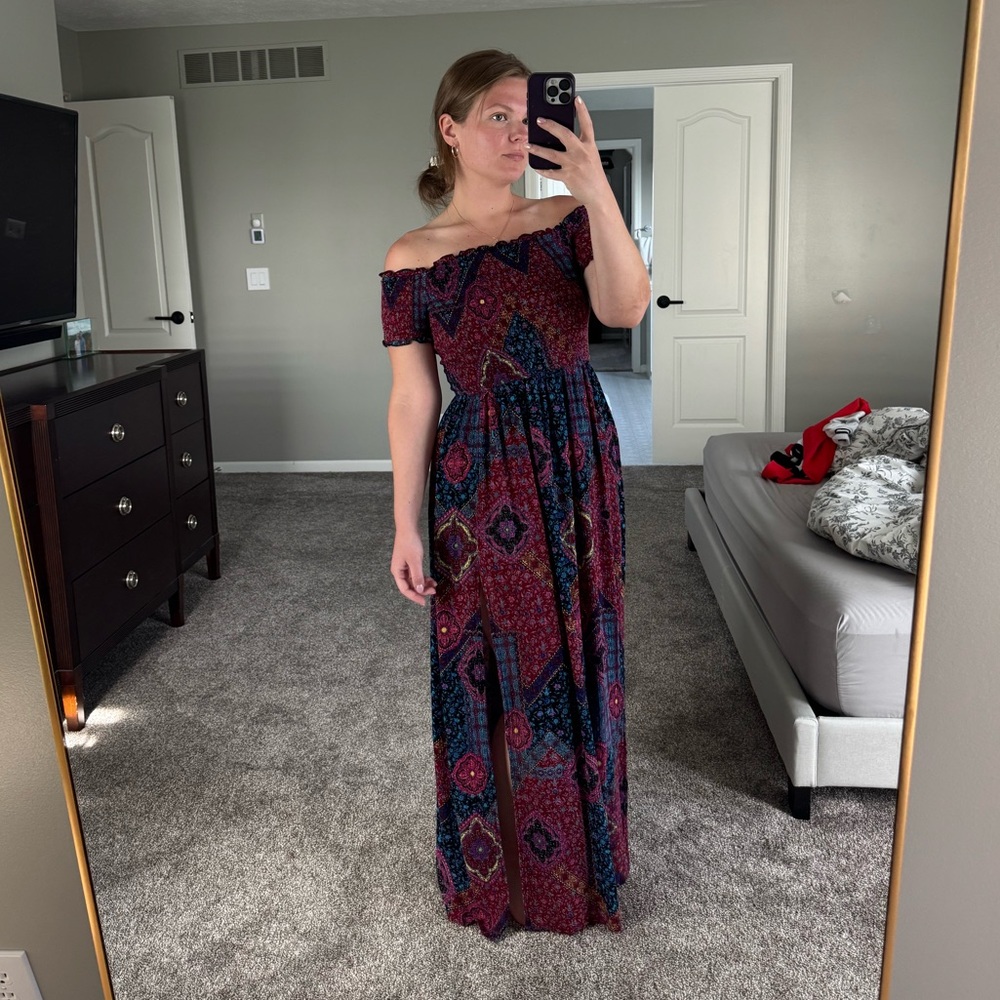 BOHO Off-Shoulder Maxi Dress